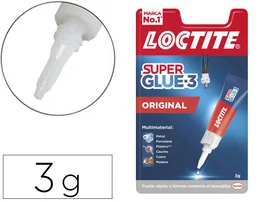 Loctite Super Glue 3g - Adhesivo Instantáneo Original de Máxima Fuerza, Resistente al Agua, para Todo Tipo de Materiales, con Tapón Antiobstrucción