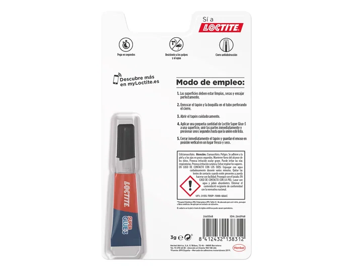 Loctite Super Glue-3 Adhesivo Instantáneo 3 g Loctite Super Glue-3 Adhesivo Instantáneo 3 g
