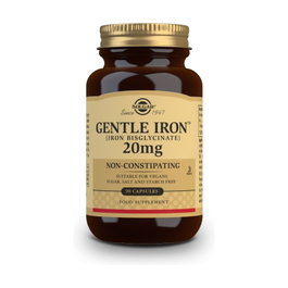 Solgar Hierro Gentle 90 comprimidos 20 mg hierro bisglicinato para reducir cansancio y fatiga
