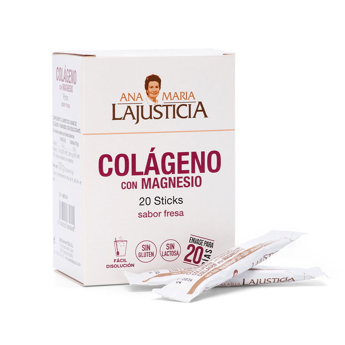 ANA MARIA LAJUSTICIA Colágeno con Magnesio sabor fresa 20 sticks ANA MARIA LAJUSTICIA Colágeno con Magnesio sabor fresa 20 sticks