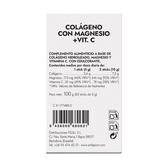Ana Maria Lajusticia AmlSport Colágeno con Magnesio y Vitamina C sabor fresa 20 sticks Ana Maria Lajusticia AmlSport Colágeno con Magnesio y Vitamina C sabor fresa 20 sticks