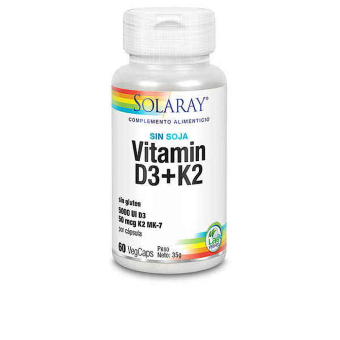 Solaray Vitamina D3 4000 UI y K2 MK-7 50 mcg, 60 Cápsulas Vegetales