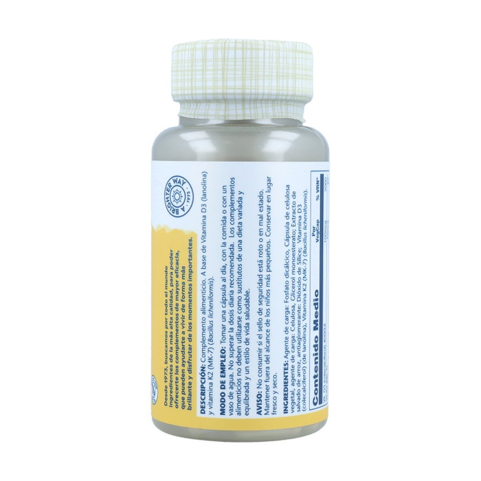 Solaray Vitamina D3 4000UI + K2 50mcg 60 Cápsulas Vegetales Solaray Vitamina D3 4000UI + K2 50mcg 60 Cápsulas Vegetales