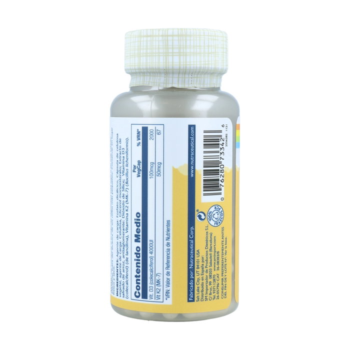Solaray Vitamina D3 4000UI + K2 50mcg 60 Cápsulas Vegetales Solaray Vitamina D3 4000UI + K2 50mcg 60 Cápsulas Vegetales