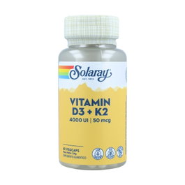 Solaray Vitamina D3 4000 UI + K2 50 mcg, 60 Cápsulas