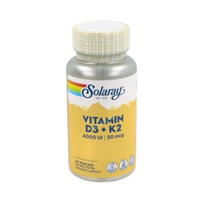 Solaray Vitamina D3 4000UI + K2 50mcg, 60 cápsulas vegetales