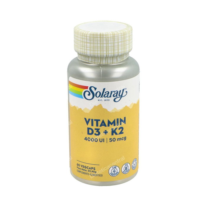 Solaray Vitamina D3 4000 UI y K2 MK-7 50 mcg, 60 Cápsulas Vegetales
