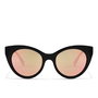 Hawkers Gafas de Sol DIVINE #black rose gold para Mujer, Estilo Vintage Cat-Eye Redondas, Negro con Lentes Rosa Dorado, Categoría 3, Protección UV400