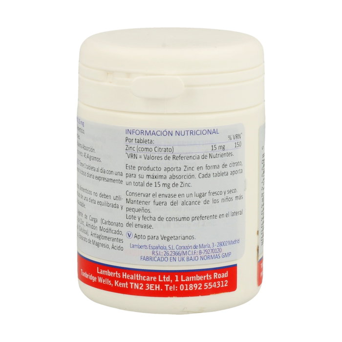 Lamberts Zinc como Citrato 15 mg, 180 tabletas