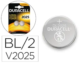 Duracell CR2025/DL2025 - Pila de Litio Botón 3V, Pack de 2 Unidades, para Calculadoras, Cámaras y Electrónica