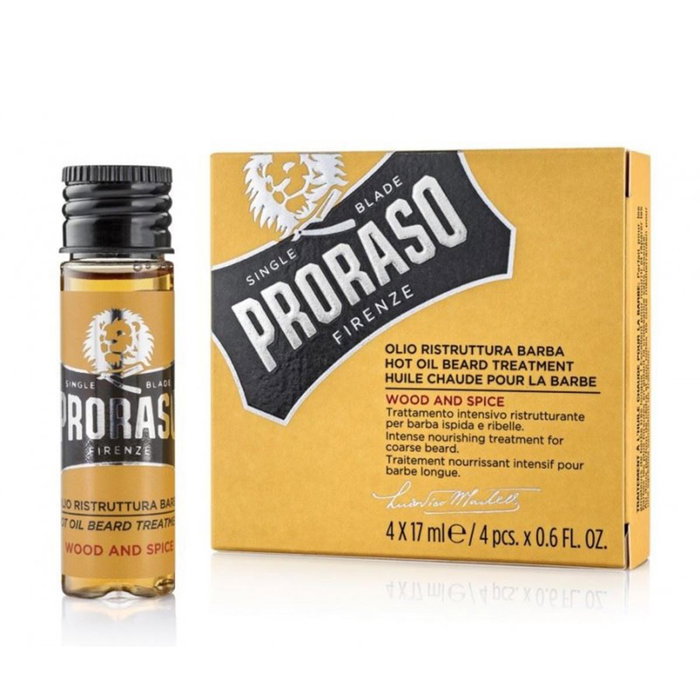 Proraso Wood and Spice Tratamiento de Aceite Caliente para Barba Pack de 4x17ml