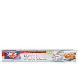 ALBAL Papel Aluminio Extra Resistente para Hornear y Cocinar, Rollo 50 Metros, Fácil de Cortar