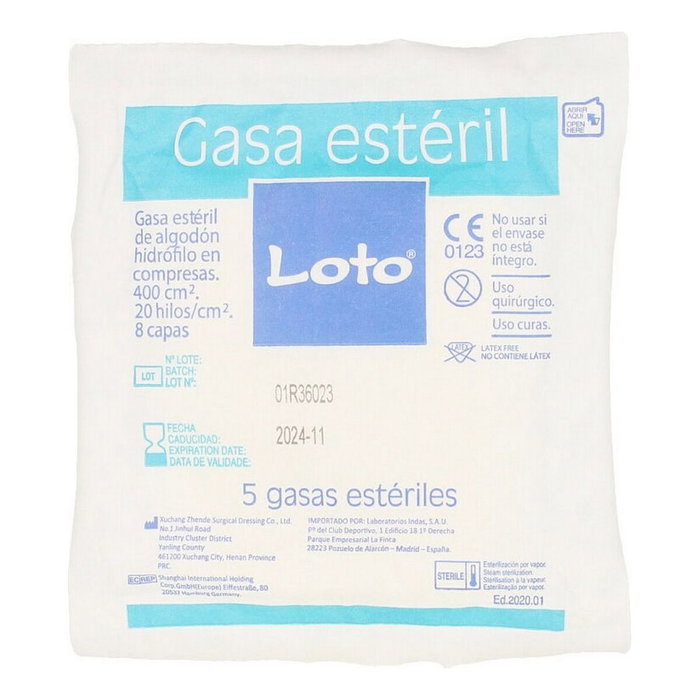 Indasec LOTO gasa suave hidrófila 100% algodón 90 u