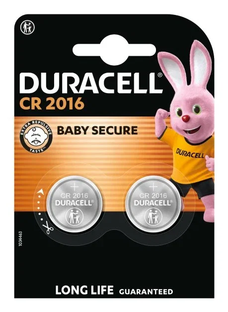 Duracell Pack de 2 Pilas de Botón Litio CR2016 3V DL2016B2