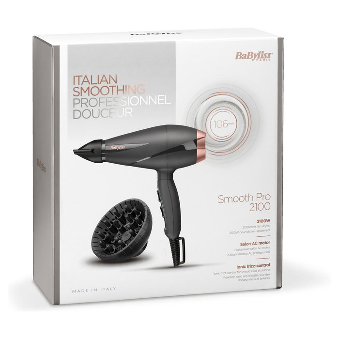 Babyliss Smooth Pro 6709DE Secador de Pelo 2100W Negro y Oro Rosado Babyliss Smooth Pro 6709DE Secador de Pelo 2100W Negro y Oro Rosado