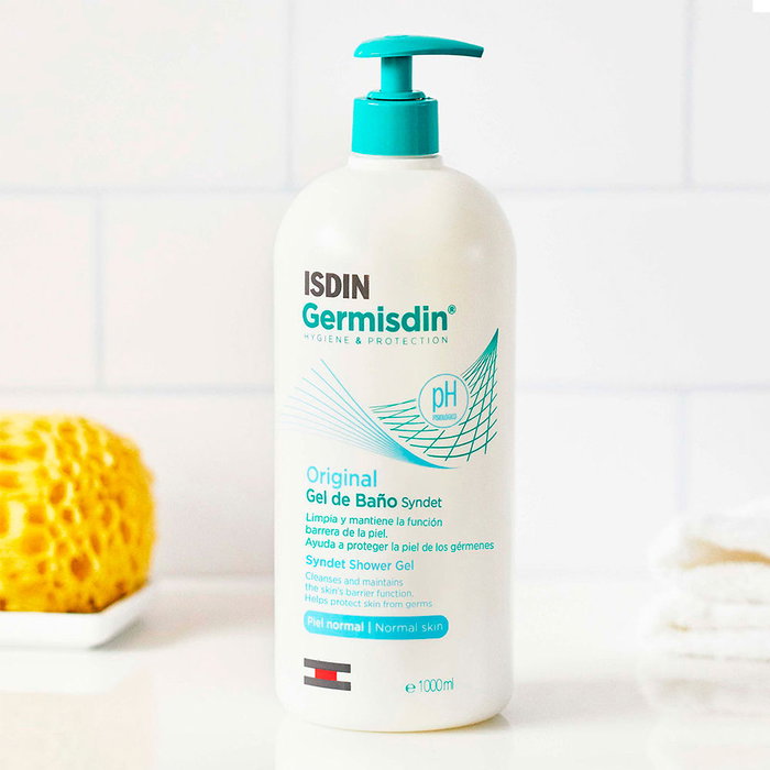 ISDIN Germisdin Gel de Baño Original - Gel de higiene antiséptica para piel con pH fisiológico, formato dosificador, 1000 ml