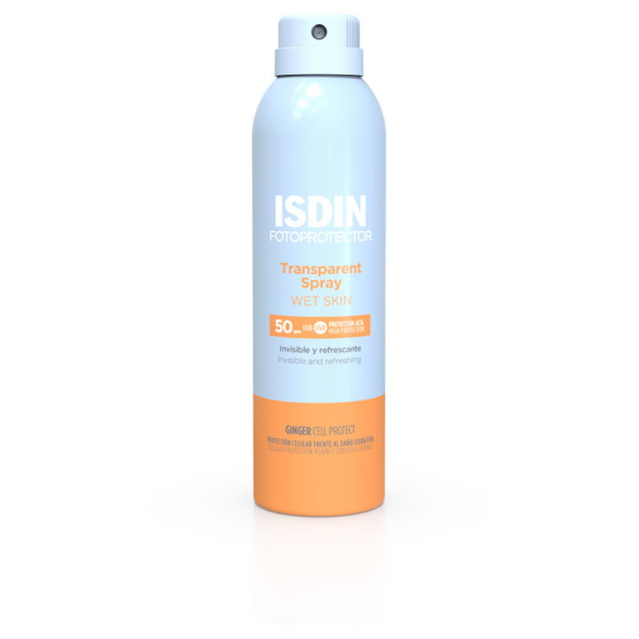 ISDIN Fotoprotector Wet Skin Transparent Spray SPF50+ 250 ml - Protector solar para piel mojada y seca ISDIN Fotoprotector Wet Skin Transparent Spray SPF50+ 250 ml - Protector solar para piel mojada y seca