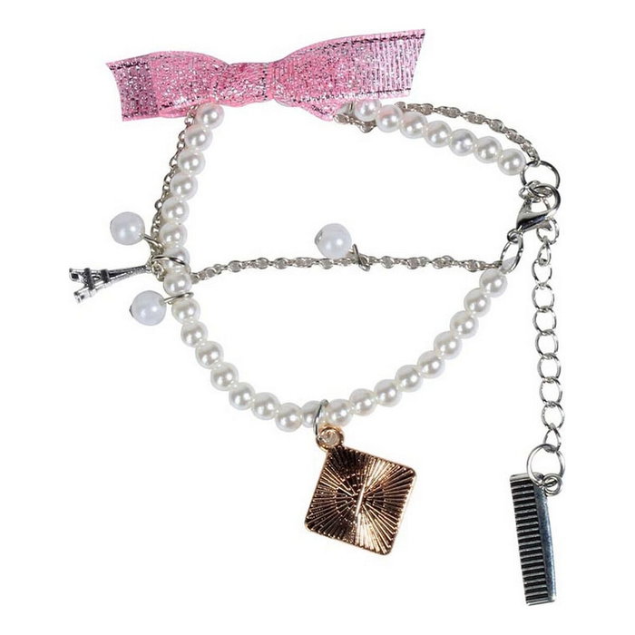 Inca Pulsera de bolitas blancas con abalorios