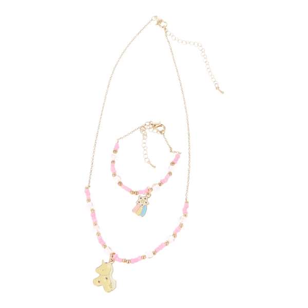 Inca Collar y Pulsera BFF para Niñas | Set de Bisutería Infantil con Colgante Unicornio y Estrella Fugaz | Ideal Amistad 2 Piezas