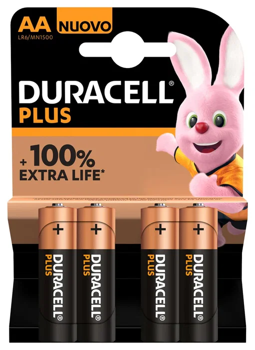 Duracell Plus Power Pilas Alcalinas AA LR06 1.5V, Pack de 4