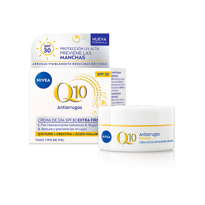 Nivea Q10+ Crema de Día Anti-Arrugas y Anti-Edad con SPF 30, Protección Alta, Reduce Manchas, 50 ml