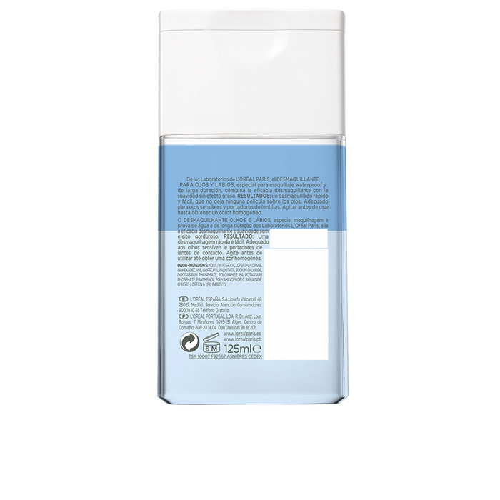 L'Oréal Paris Desmaquillante Ojos y Labios Waterproof 125 ml L'Oréal Paris Desmaquillante Ojos y Labios Waterproof 125 ml