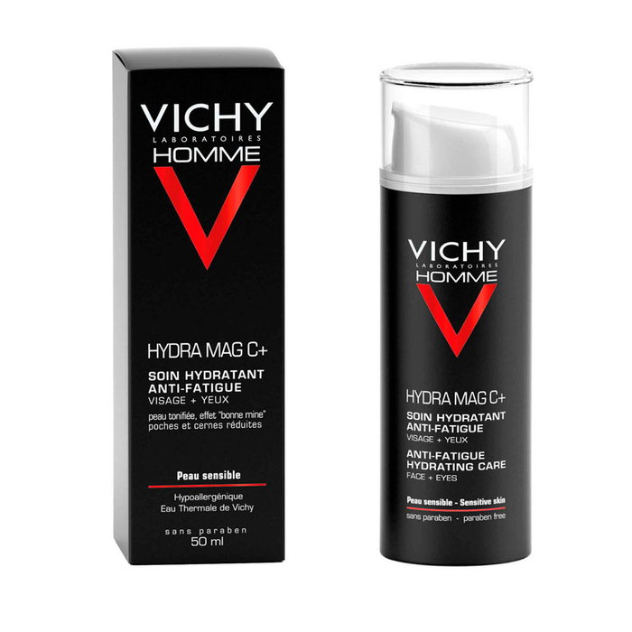Vichy HOMME HYDRA MAG C+ Tratamiento Hidratante Fortificante Cuidado Anti-Fatiga para Rostro y Ojos 50 ml