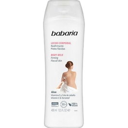 Babaria Leche Corporal Reafirmante con Aloe Vera, 400 ml - Body Milk para Piel Seca, con Vitamina E y Cola de Caballo, Vegano
