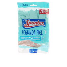 Spontex Guantes SEGUNDA PIEL Talla L Sintéticos con Forro de Algodón y Té Blanco para Cuidado de Manos