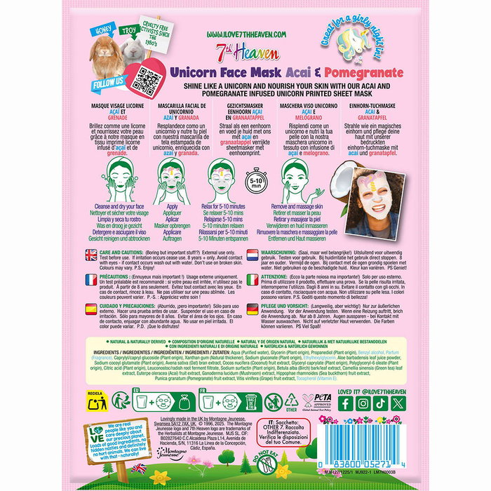 7th Heaven Mascarilla Facial ANIMAL UNICORN