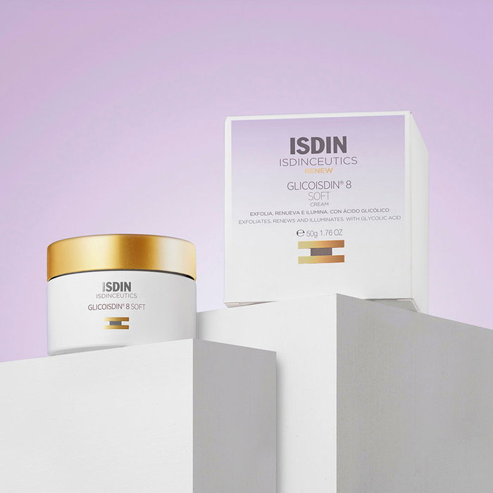 ISDIN GLICOISDIN 8 SOFT Crema Peeling Facial con Ácido Glicólico 8%, Exfoliante Antiarrugas y Antiedad, 50 ml