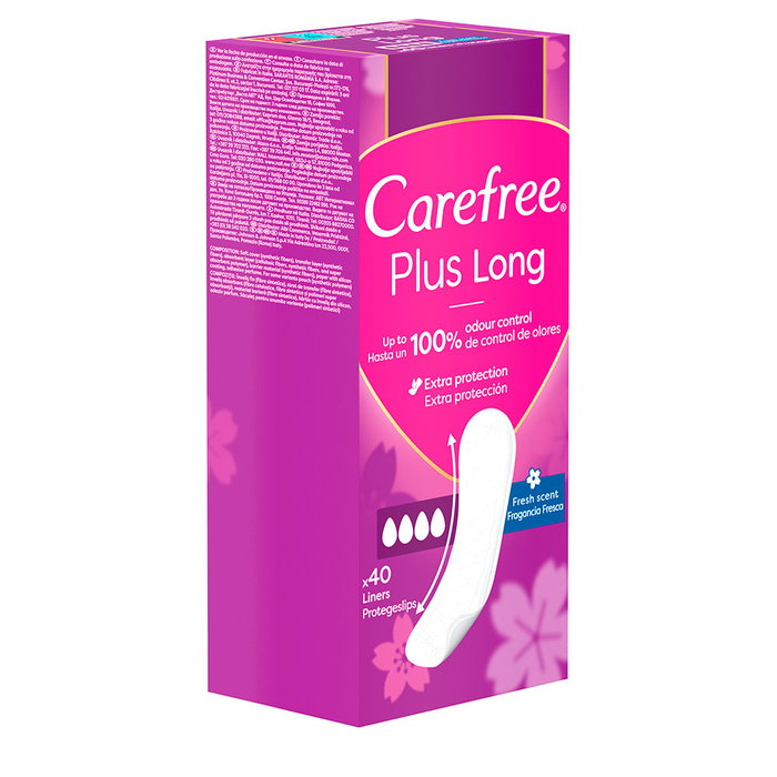 Carefree Plus Long Protectores Fragancia Fresca 40 u