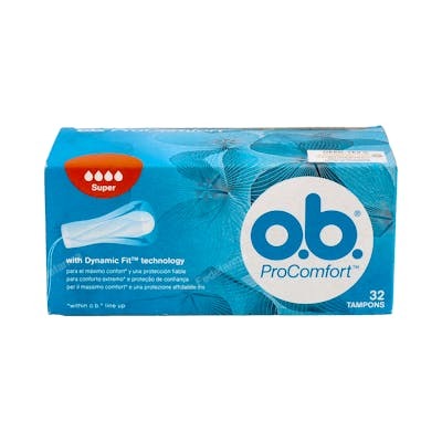 O.B. Tampones ProComfort Super - 32 unidades - para flujo intenso, cubierta SilkTouch, tecnología DynamicFit O.B. Tampones ProComfort Super - 32 unidades - para flujo intenso, cubierta SilkTouch, tecnología DynamicFit