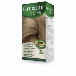 Farmatint Gel Coloración Permanente 9n-rubio miel, 5 unidades de 60 ml (total 120 ml de tinte y revelador) plus kit de cuidado