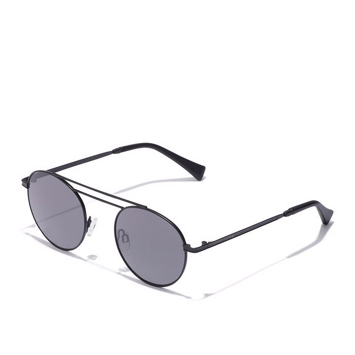 Hawkers Nº9 Gafas de Sol All Black Redondas Unisex, Lentes Categoria 3 UV400, Montura Acero Inoxidable, 50 mm de Diámetro de Lente