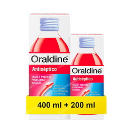 ORALDINE Antiséptico Colutorio Pack 600 Ml (400 Ml + 200 Ml)
