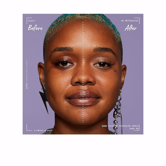 NYX Professional Makeup Bare With Me Concealer Serum #08-Sand - Corrector Maquillaje Hidratante Vegano con Efecto Calmante, 9.6 ml