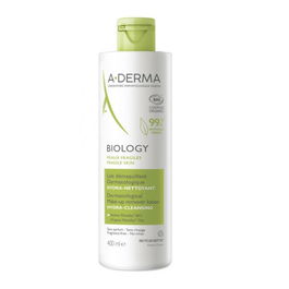 A-Derma BIOLOGY Leche Desmaquillante Dermatológica Limpiador Facial Pieles Delicadas 400 ml