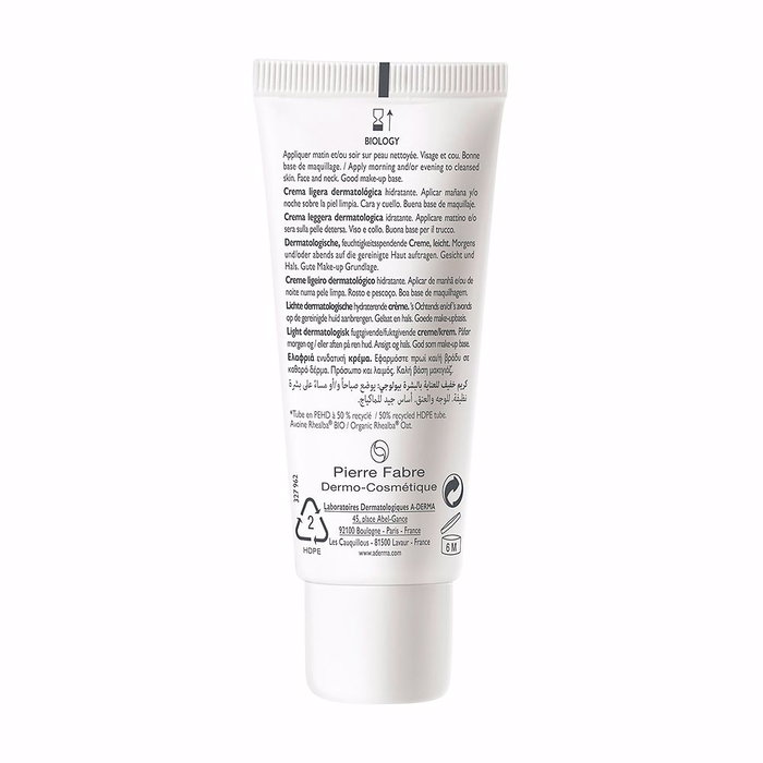 A-DERMA BIOLOGY Crema Hidratante Ligera 40 ml para Piel Frágil y Sensible Normal Mixta