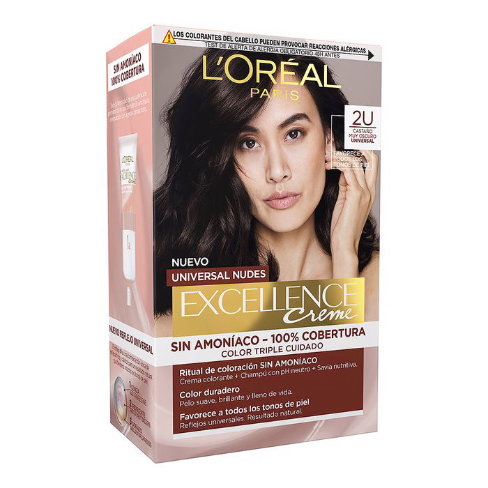 L'Oréal Paris EXCELLENCE NUDES Tinte #2u-darkest Brunette 5u Sin Amoniaco 5 Unidades