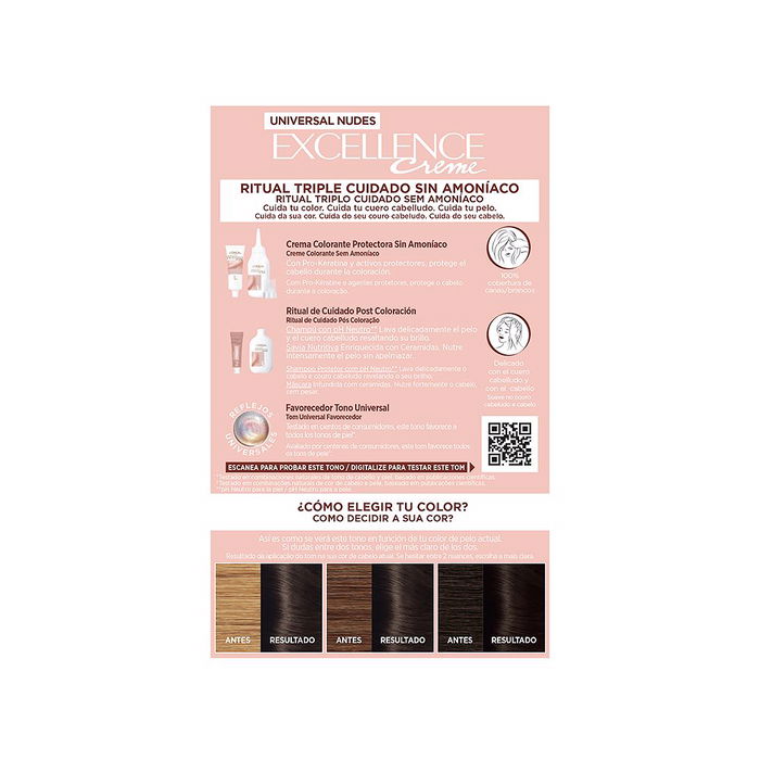 L'Oréal Paris EXCELLENCE NUDES Tinte #2u-darkest Brunette 5u Sin Amoniaco 5 Unidades