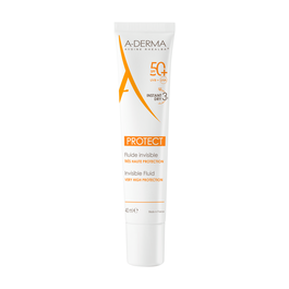 A-Derma PROTECT Fluido Solar Facial Invisible SPF50+ 40 ml - Protector para Piel Mixta a Grasa, Resistente al Agua