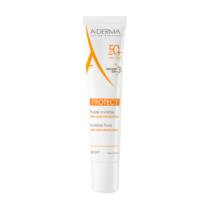 A-Derma PROTECT Fluido Solar Facial Invisible SPF50+ 40 ml para Piel Sensible y Mixta Grasa A-Derma PROTECT Fluido Solar Facial Invisible SPF50+ 40 ml para Piel Sensible y Mixta Grasa