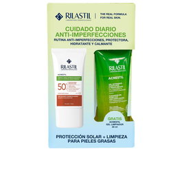 Rilastil Sun System Acnestil SPF50+ Lote - Protector Solar Facial para Piel Grasa y con Acné, Matificante, Anti Luz Azul, 40 ml + Gel Limpiador 50 ml