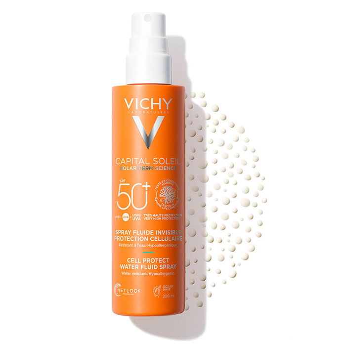 Vichy Capital Soleil Spray Fluido Invisible Cell Protect Water Fluid SPF50+ - Protector Solar Corporal Alta Protección UVB/UVA 200 ml Vichy Capital Soleil Spray Fluido Invisible Cell Protect Water Fluid SPF50+ - Protector Solar Corporal Alta Protección UVB/UVA 200 ml