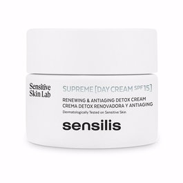 Sensilis Supreme Crema de Día SPF15+ Detox Antiaging con Ácido Hialurónico, Moringa y Argán para Pieles Secas y Normales - 50 ml