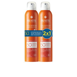 Rilastil Protector Solar Sun System 50+ Spray Transparente de Amplio Espectro UVA/UVB, Tecnología Wet Skin, Resistente al Agua, Pack 2 x 200 ml