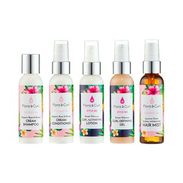 Flora Curl Mini Essentials Kit - Kit de Viaje para Rizos Hidratados, Definidos y con Forma - Contenido Total 375ml
