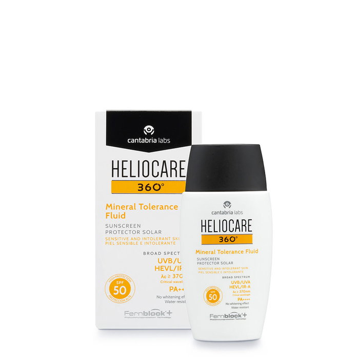 Heliocare Protector Solar Facial HELIOCARE 360° Fluido Mineral SPF50+ para Piel Sensible - 50 ml, Filtros Minerales, Acabado Invisible, Textura Ligera