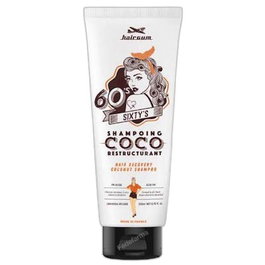HAIRGUM SIXTY'S Recovery Coconut Shampoo 200 ml - Champú Hidratante y Reestructurante con Ingredientes Naturales para Cabello Teñido - Brillo y Mantenimiento del Color